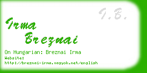 irma breznai business card